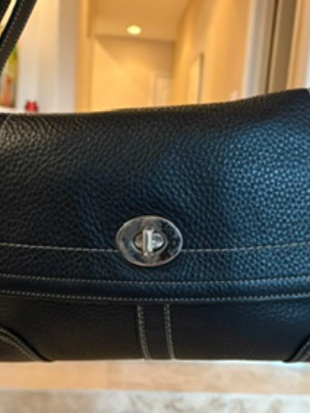 Coach F13957 Black Pebbled Leather Turnlock Flap Shoulder Crossbody Bag - Picture 2 of 10